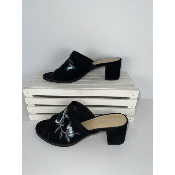 Liz Claiborne Shayla Shoes Womens Size 6 Embroidered Block Heel Slide Floral - Picture 2 of 6